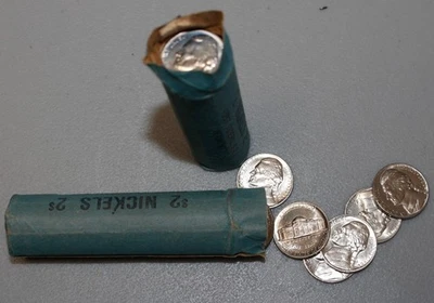 1962 & 1963 Jefferson Nickel Rolls 5c US Uncirculated Coins 80 Coins Total  - Image 1 of 4