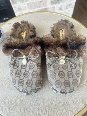 Zapatillas MICHAEL KORS Mujer 8 MK Slide Marrón/Dorado Logo Imitación Piel Marrón Foto 1 de 2