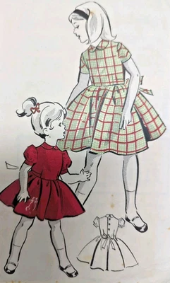 Vintage 1950s Practical Fashions 5155 Girl's Dress Sewing Pattern Size 5-7 - Image 1 of 3