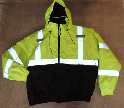 Mens Body guard Safety Gear neon high visibility reflective Winter coat 2XL HVJ - Image 1 of 4