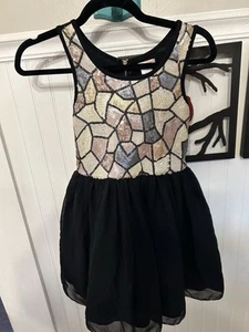 Nanette Lepore Black & Tan Sequined Dress with Tulle Skirt | Medium 10-12 - Picture 1 of 6