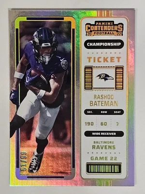 2022 Panini Contenders Rashod Bateman Championship Ticket 51/99 #6 Ravens  - Image 1 of 2