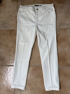 Lafayette 148 Women's Thompson Straight Leg Mid Rise Jeans Ivory Size 12 - Picture 1 of 6
