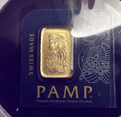Barra de oro de 1 gramo - PAMP Suisse - Multigramo+25 (en ensayo) Foto 1 de 2