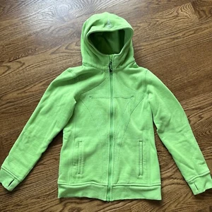 Ivivva Size 14 Girls Lime Green Sweatshirt Hooded Lululemon Zip Up - Picture 1 of 8