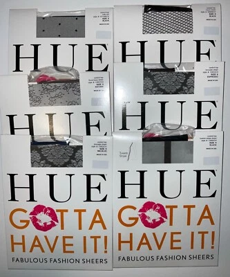 Nuevo en Paquete Lote 6 Pares HUE Tengo que tenerlo! Pantimedias de moda Sheers Control Top talla 0 Foto 1 de 4