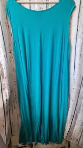 Bright Blue Turquoise Stretch Dress Plus Size 4XL Pockets ALine Lagenlook Swingy - Picture 1 of 5