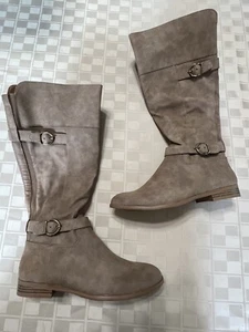 Style & Co. Women’s Kezlin Faux-Leather Knee-High Boots Taupe 8M 10011044200 NEW - Picture 1 of 4