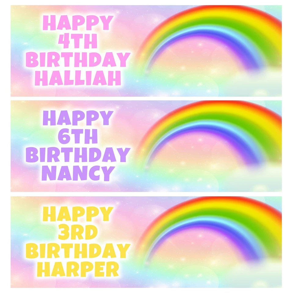 Banderas de cumpleaños personalizadas RAINBOW - Banderas de cumpleaños arco iris - Arco iris Foto 1 de 1