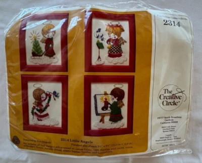 Vintage Creative Circle #2314 Little Angels Christmas Kit 4 Frames Needlecraft - Image 1 of 4