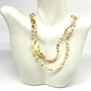 Collar de una sola hebra vintage con temática de océano Shell Beachy color natural 36 pulgadas - Imagen 1 de 9