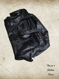 Sporttasche Reisetasche Leder Schwarz Neuwertig - Picture 1 of 2