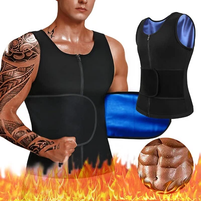 Sweat Sauna Vest Men Waist Trainer Neoprene Body Shaper Gym Weight Loss Tank Top - Image 1 of 4