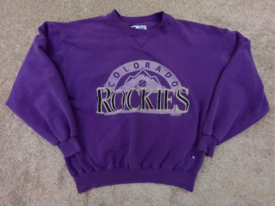 Colorado Rockies Sweater Men's Large Purple Russel 1992 MLB Baseball Made in USA - Image 1 of 4