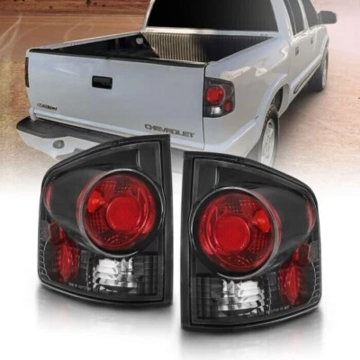 Lanternas traseiras ANZO 211034 conjunto preto estilo 3D para 1995-2005 Chevy S-10 - Imagem 1 de 4