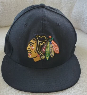 Chicago Blackhawks Men's Hat- 7 1/8 Fitted- New Era 59fifty-100 Wool-NHL Hockey - Image 1 of 4