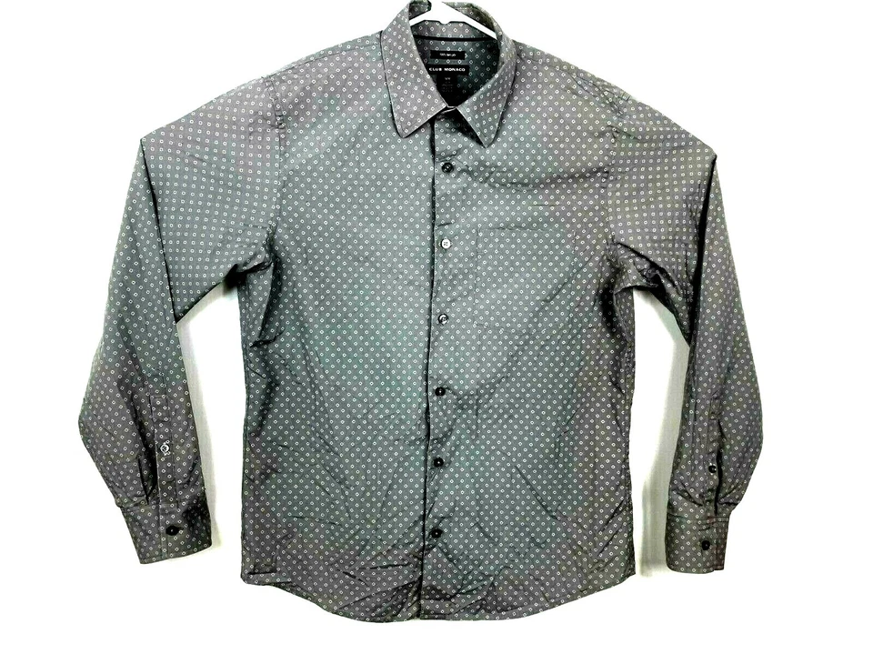 Club Monaco Shirt Mens Medium Long Sleeve Gray Printed Design - Image 1 of 4
