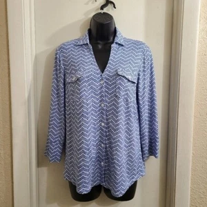 J. McLaughlin Damen Bryn Blau Leinen Hemd mit Knopfleiste Größe M - Bild 1 von 8