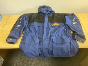 Stearns Dry Wear FLW Tour Mens L Blue & Black Hooded Zip Up Fishing Jacket EUC - Picture 1 of 7