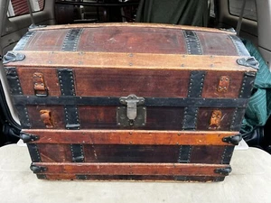 Antique Late 19th century Chas T. Wilt Dome Top Steamer Trunk - Picture 1 of 24