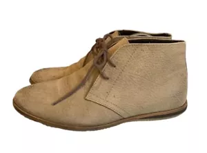 Ben Sherman Grey Beige Leather Desert Lace Up Ankle Boots Mods Mens Uk 9 - Picture 1 of 9