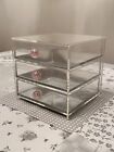 Clear Acrylic Jewellery Drawers Box Make Up Storage Pink Crystal Knobs