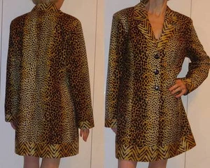 RARE Stunning Leopard Cheetah Tiger Silk Light Coat Jacket by Renz Signature M L - Picture 1 of 1