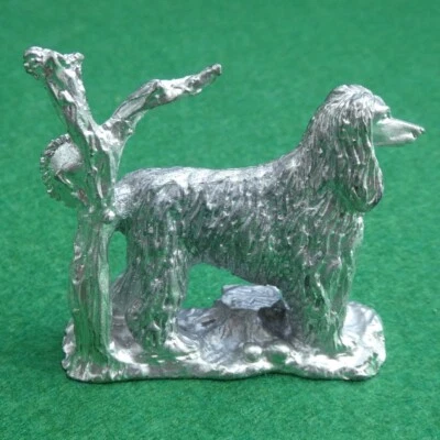 HEAVY SILVER-TONE CAST METAL AFGHAN HOUND FIGURINE ORNAMENT DOG - Image 1 of 4