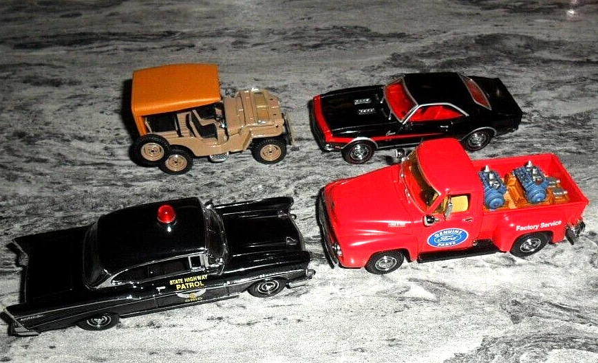 4 LOT Matchbox 1/43 +CERTS BOX '57 HIGHWAY PATROL '45 JEEP '68 CAMARO FORD TRUCK - Image 1 of 4