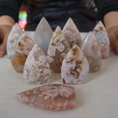 10 Piezas 1KG Natural Fantasma Cornalina Ágata Cristal Puntos de Llama Piedras de Palma Curación Foto 1 de 4