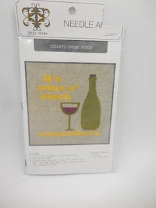 Truly Yours Needle Art Cross Stitch Needlepoint Kit It's Wine O'Clock Somewhere - Picture 1 of 5