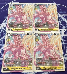 x4 Magnadramon EX3-036 R Playset Digimon TCG Draconic Roar - Picture 1 of 1