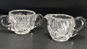 Antique American Brilliant Period Cut Glass Sugar and Creamer 2 PC Set - Picture 1 of 12