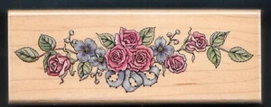 FLOWERS ROMANTIC ROSE GARLAND Background GARDEN RUBBER STAMPEDE A800F STAMP - Picture 1 of 3