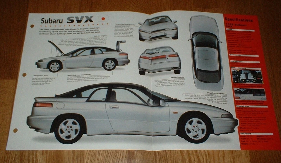 1992 SUBARU SVX ORIGINAL IMP BROCHURE SPECS INFO 92-96 93 94 95★★ - Image 1 of 1