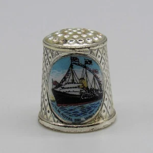 COLLECTABLE METAL THIMBLE 'H.M. ROYAL BRITANNIA YACHT, PORTSMOUTH' - Picture 1 of 4