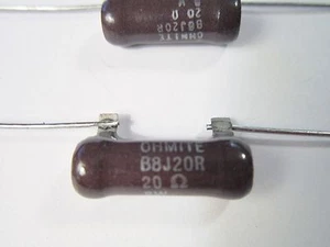 B8J20R OHMITE WIREWOUND RESISTORS THROUGH HOLE 8W 20 ohms 5% AXIAL -8 PCS - Picture 1 of 3