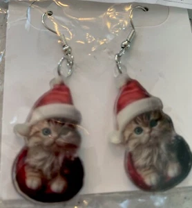 Pendientes Navidad Gatito Nuevos - Imagen 1 de 2