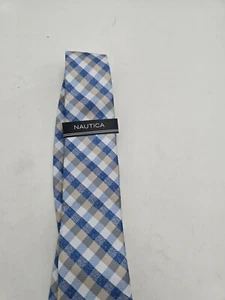 NAUTICA 100% Silk Tie Men's Blue White Necktie NEW #J - Picture 1 of 7