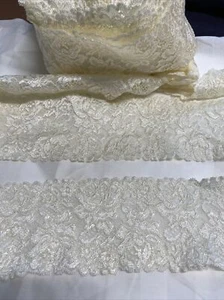 Stretch Lace 2M X 8cm wide Cream (almost Very Pale Lemon) - Lingerie, Wedding, - Picture 1 of 5