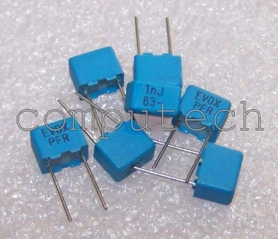 10 pezzi Condensatore Poliestere 1nF 63V 5% EVOX RIFA serie PFR passo 5mm 1000pF