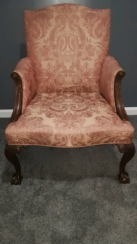 KITTINGER ANTIQUE BALL AND CLAW WING FABRIC ARMCHAIR Cover