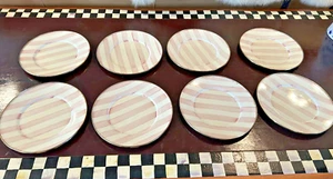 Set of 16 Mackenzie-CHILDS Retired Bathing Hut Pink Stripe Luncheon and Tumblers - Picture 1 of 16