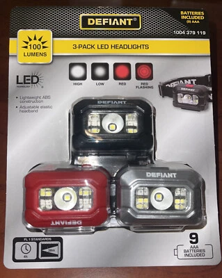 Faros LED Defiant 100 lúmenes (paquete de 3) faros nuevos sellados - diadema Foto 1 de 2