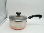 Revere Ware 2 Qt Quart Sauce Pan Pot Copper Clad Bottom Glass Vented Lid