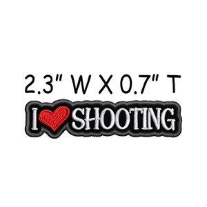 I Love Shooting Patch Iron-on Embroidered Applique Text Words Clothing Vest - Picture 1 of 12