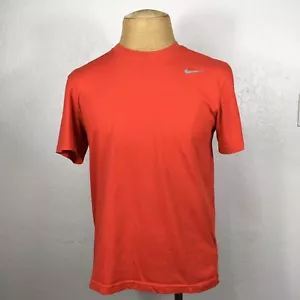 Nike Dri-Fit T-Shirt Mens Medium Solid Orange Gray Swoosh Logo Exercise Workout - Picture 1 of 7