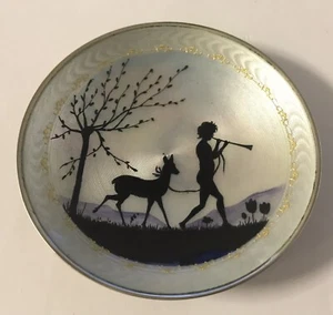 Vintage Aksel Holmsen Norway 925S Sterling Silver Dish Boy Flute Fawn Deer - Picture 1 of 6