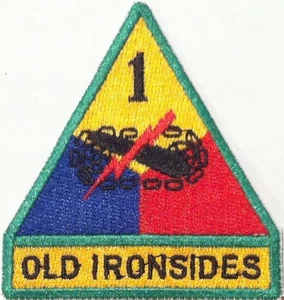 Army 1st Armored Division Military OLD IRONSIDES Patch W/Hook Adhesive Fastener - Picture 1 of 1