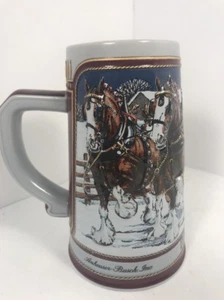 Vintage Budweiser Stein Clydesdale Ceramarte Holiday Beer Stein Krug 1989 - Bild 1 von 12